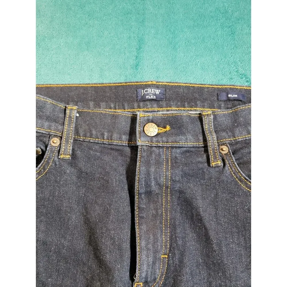 J.Crew Jeans Size 36x30 Mens Blue Denim Pant Stretch Dark Mid Rise Slim Straight